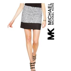 MICHAEL Michael Kors Black and White Leopard Print Mini Skirt Size 4P